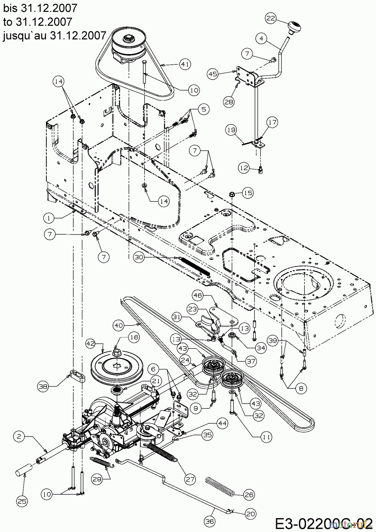 Gutbrod Rasentraktoren DLX 96 SA 13AV606F690  (2008) Fahrantrieb bis 31.12.2007