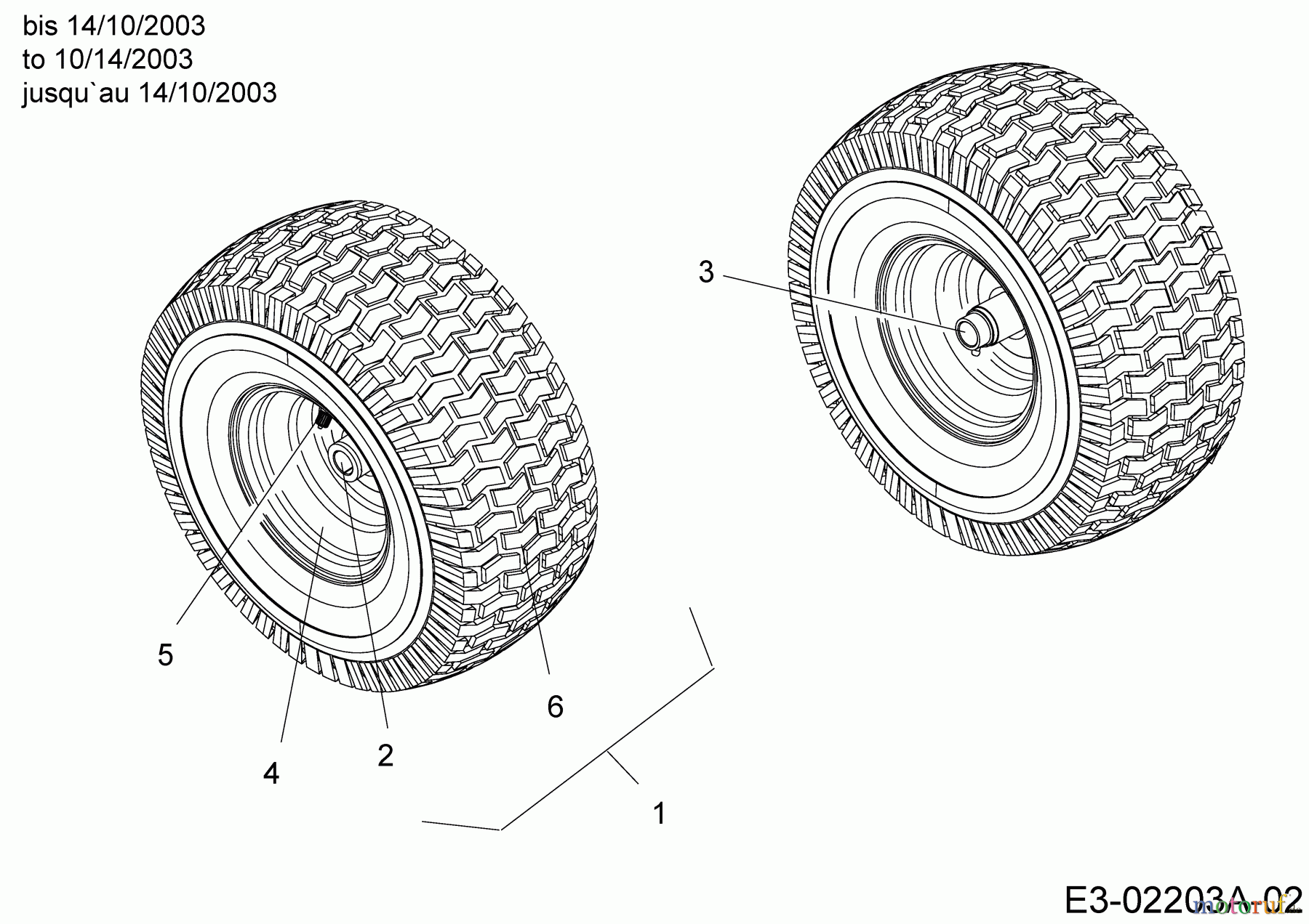  Yard-Man Rasentraktoren AG 6145 13AP604G643  (2000) Räder vorne 15x6 bis 14.10.2003