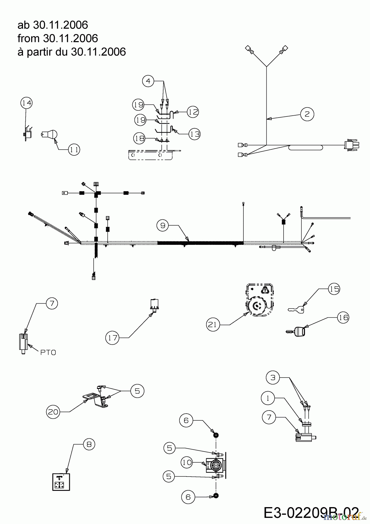 Yard-Man Rasentraktoren 604 H 13BT604H755 (2007) Elektroteile ab 30.11.2006