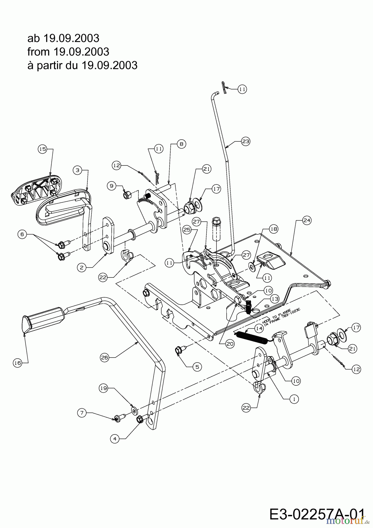 MTD Gartentraktoren G 200 14AQ808H678  (2003) Pedale ab 19.09.2003