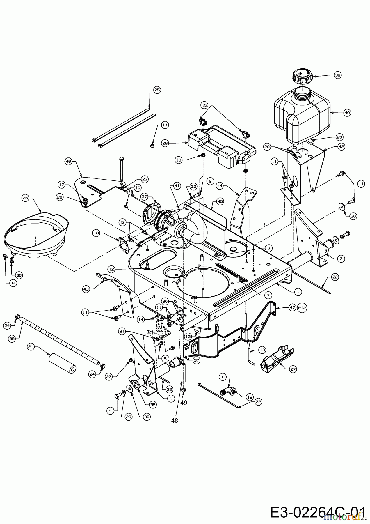 Gutbrod Rasentraktoren SC Edition 13B-334-690 (2011) Anhängekupplung, Rahmen, Tank