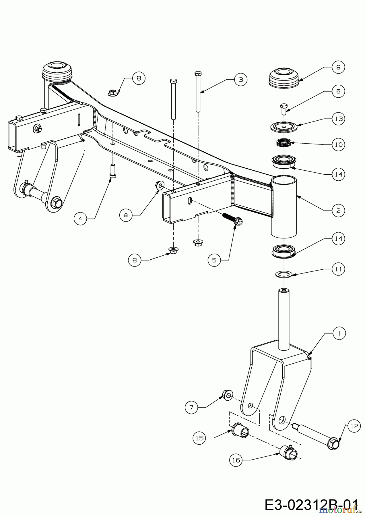 Cub Cadet Zero Turn RZT L 42 17BMCACS603 (2016) Vorderachse