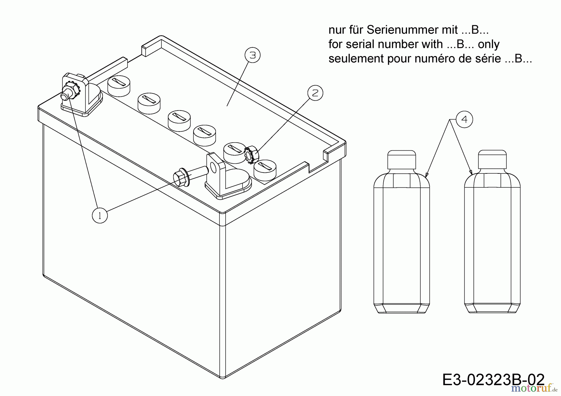 Lux Tools Rasentraktoren RT 135-96 S 13BH77TF694 (2014) Batterie nur für Seriennr. ...B...