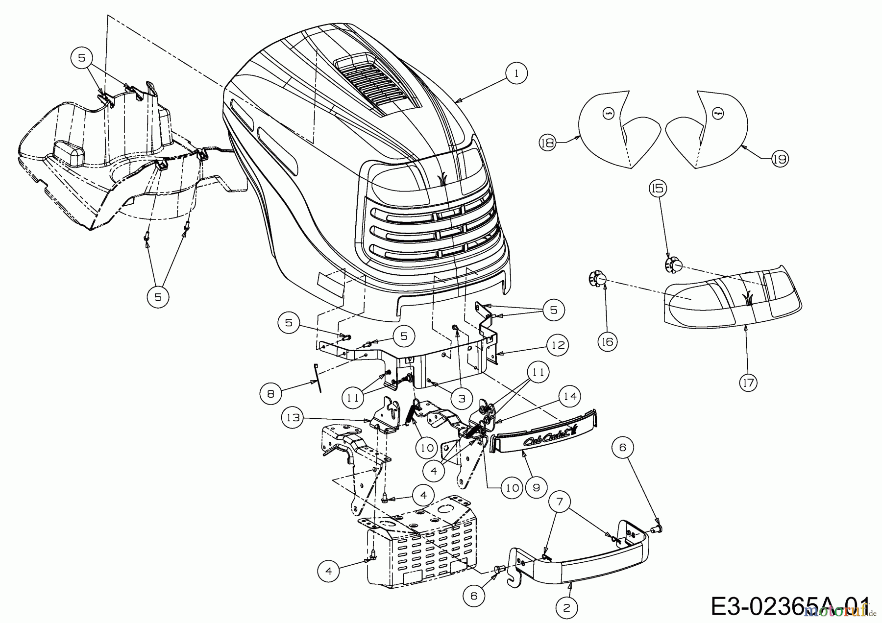  Cub Cadet Rasentraktoren CC 1023 RD 13AP51CJ603  (2005) Motorhaube C-Style