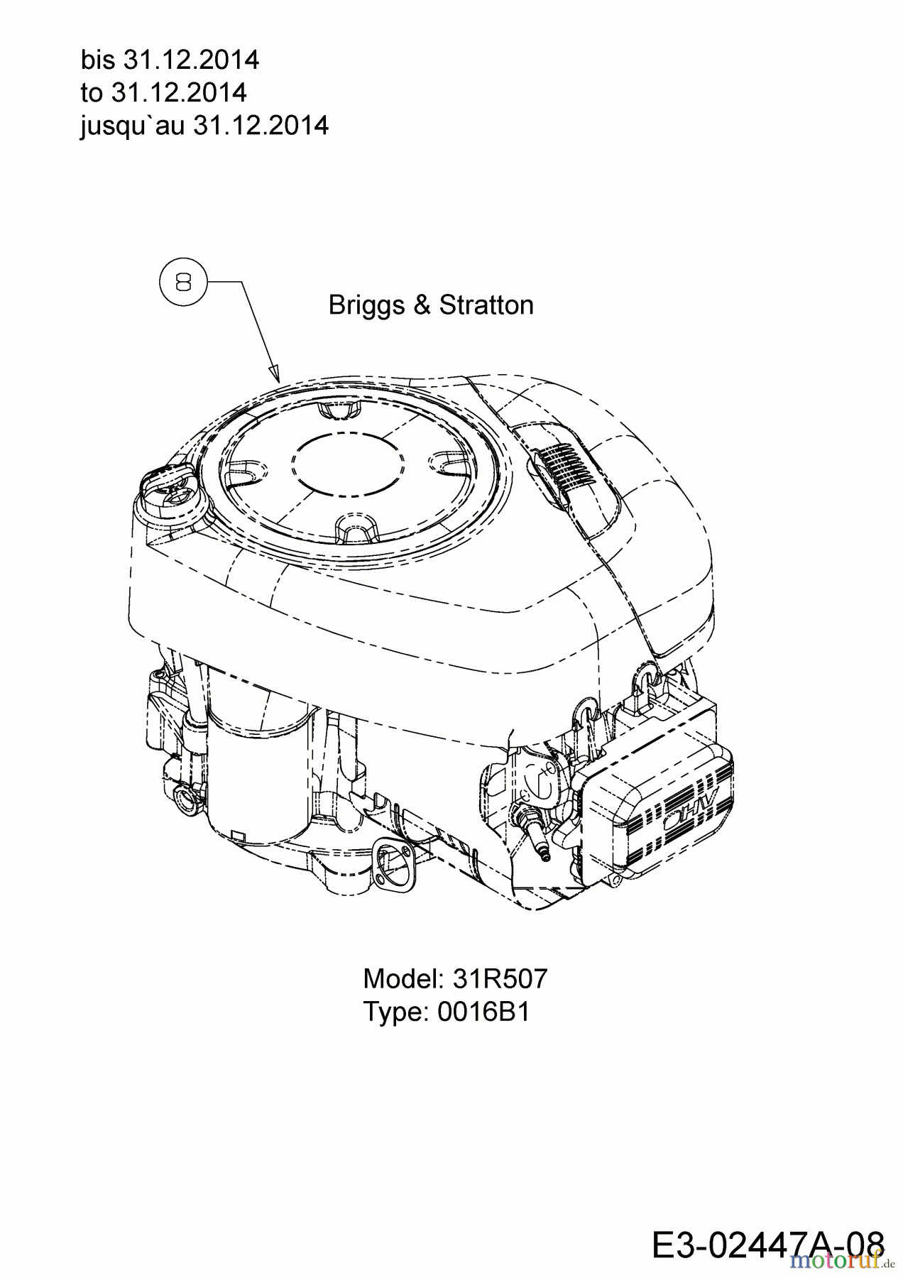 MTD Rasentraktoren LTEX 92 A 13HM98KE682 (2015) Motor Briggs & Stratton bis 31.12.2014