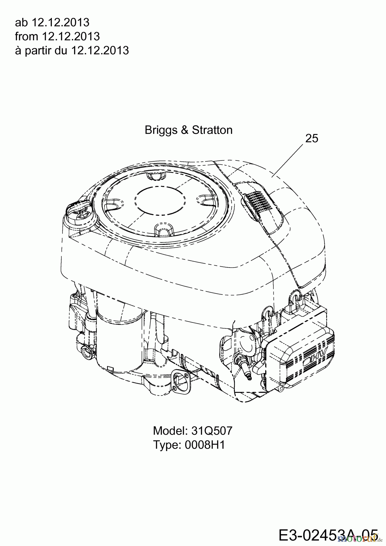  MTD Rasentraktoren LTEX 96 T 13GM76KF682  (2014) Motor Briggs & Stratton ab 12.12.2013