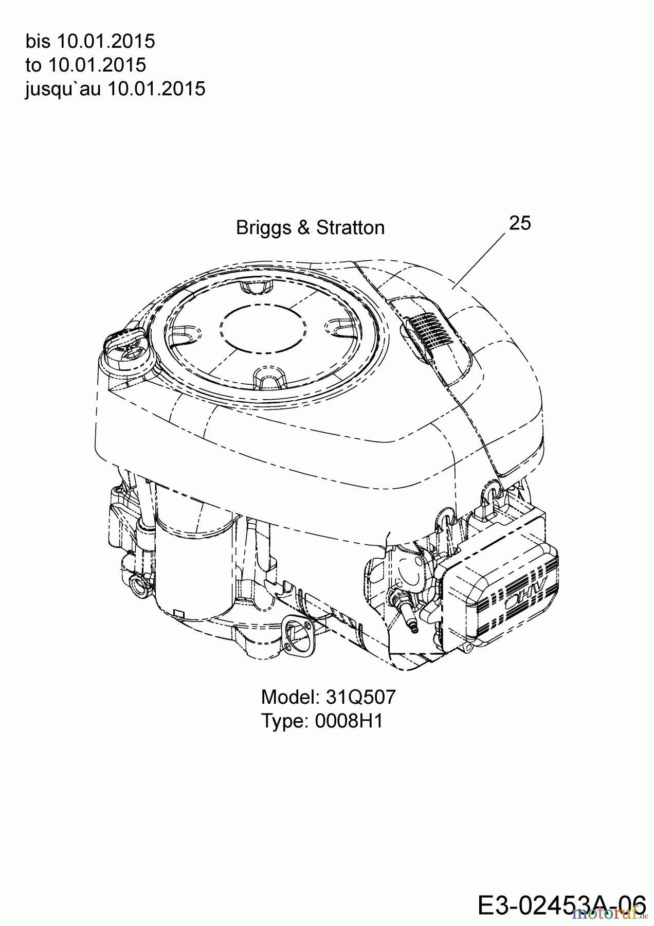  MTD Rasentraktoren Smart RG 145 13HM76KG600  (2016) Motor Briggs & Stratton bis 10.01.2015