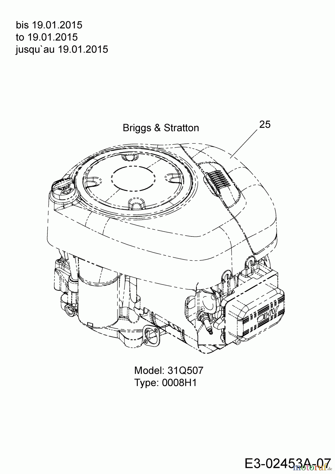 MTD Rasentraktoren Optima LE 145 H 13IM71KE678  (2015) Motor Briggs & Stratton bis 19.01.2015