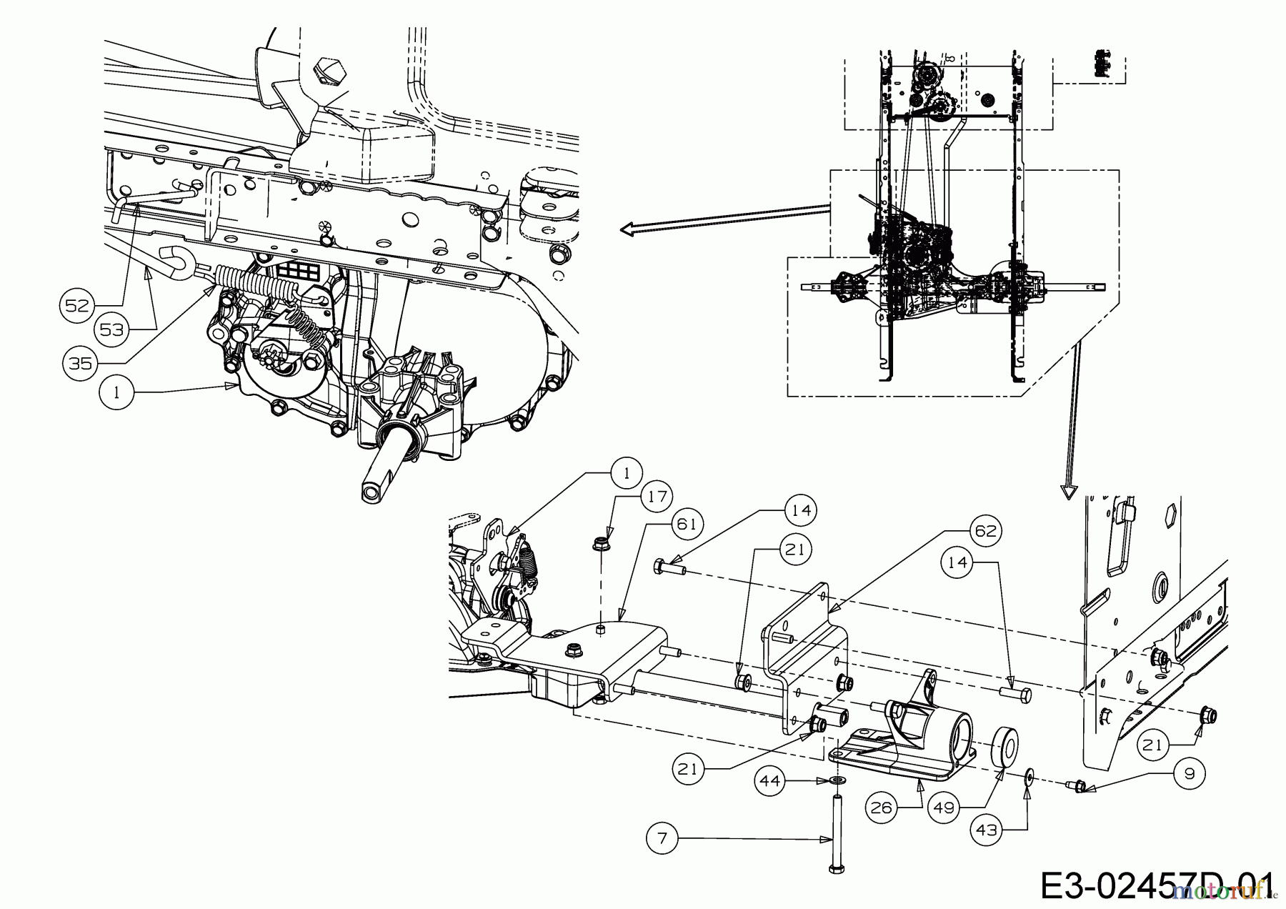  Black Edition Rasentraktoren 180-92 TWIN H 13AT71GE615  (2018) Bremsstange, Bypassstange, Hinterachshalter rechts