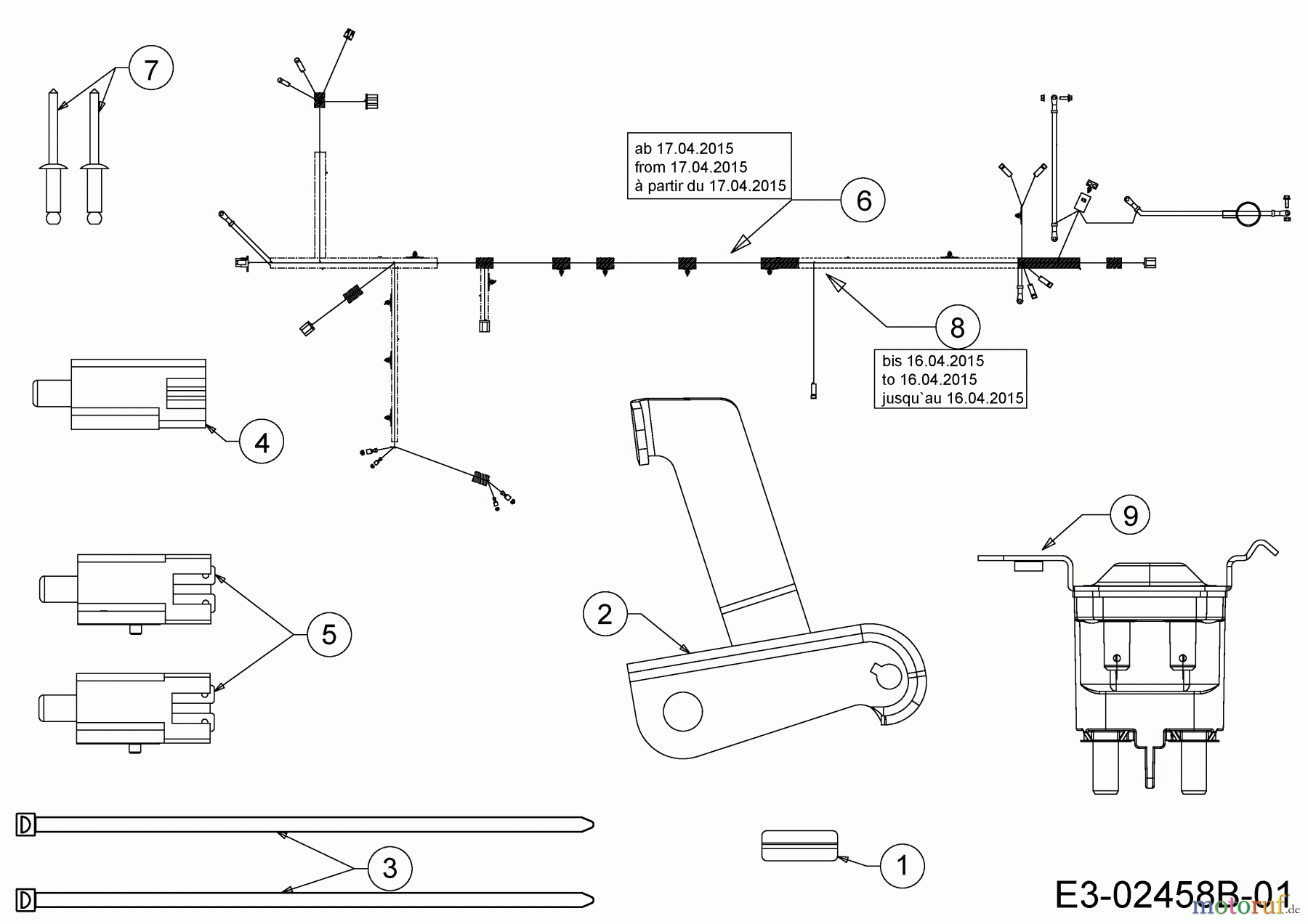 Cub Cadet Rasentraktoren CC 714 HF 13H279DF603 (2015) Elektroteile