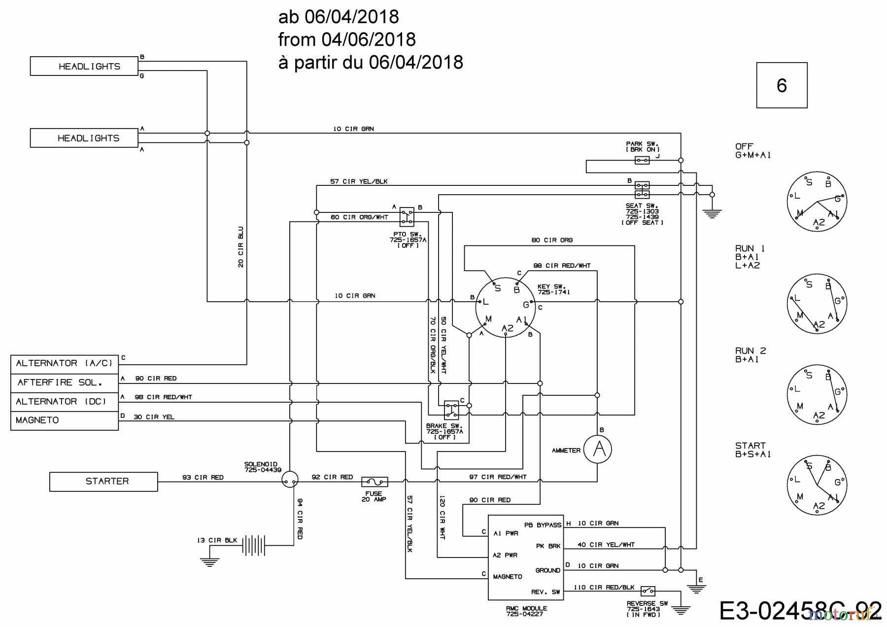  Cub Cadet Rasentraktoren LT3 PS107K 13AV79DG603  (2018) Schaltplan ab 06/04/2018