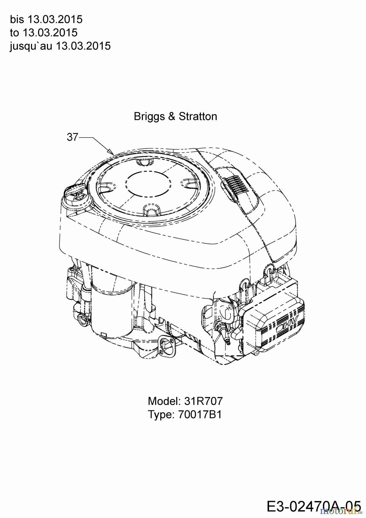 Guem Rasentraktoren GN 175 13HN763N607 (2015) Motor Briggs & Stratton bis 13.03.2015