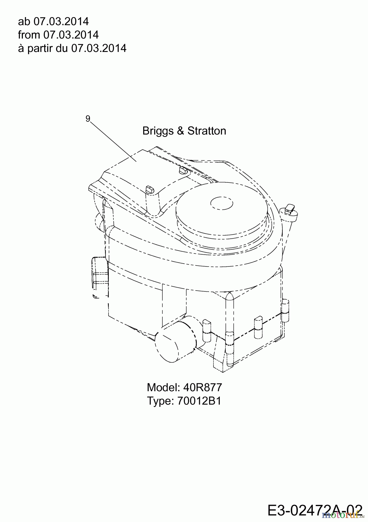 Okay Rasentraktoren Master Cut 105-15/200 H 13HU99KN675 (2015) Motor Briggs&Stratton ab 07.03.2014