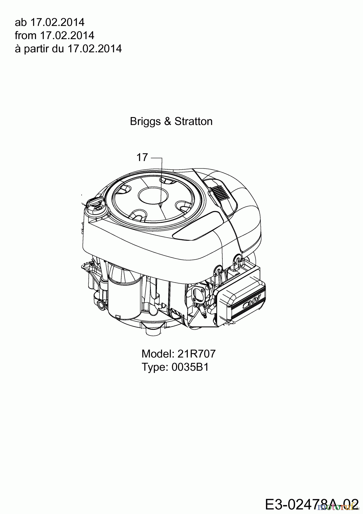 Black-Line Rasentraktoren BL 125/92 T 13HH771E683 (2014) Motor Briggs & Stratton ab 17.02.2014