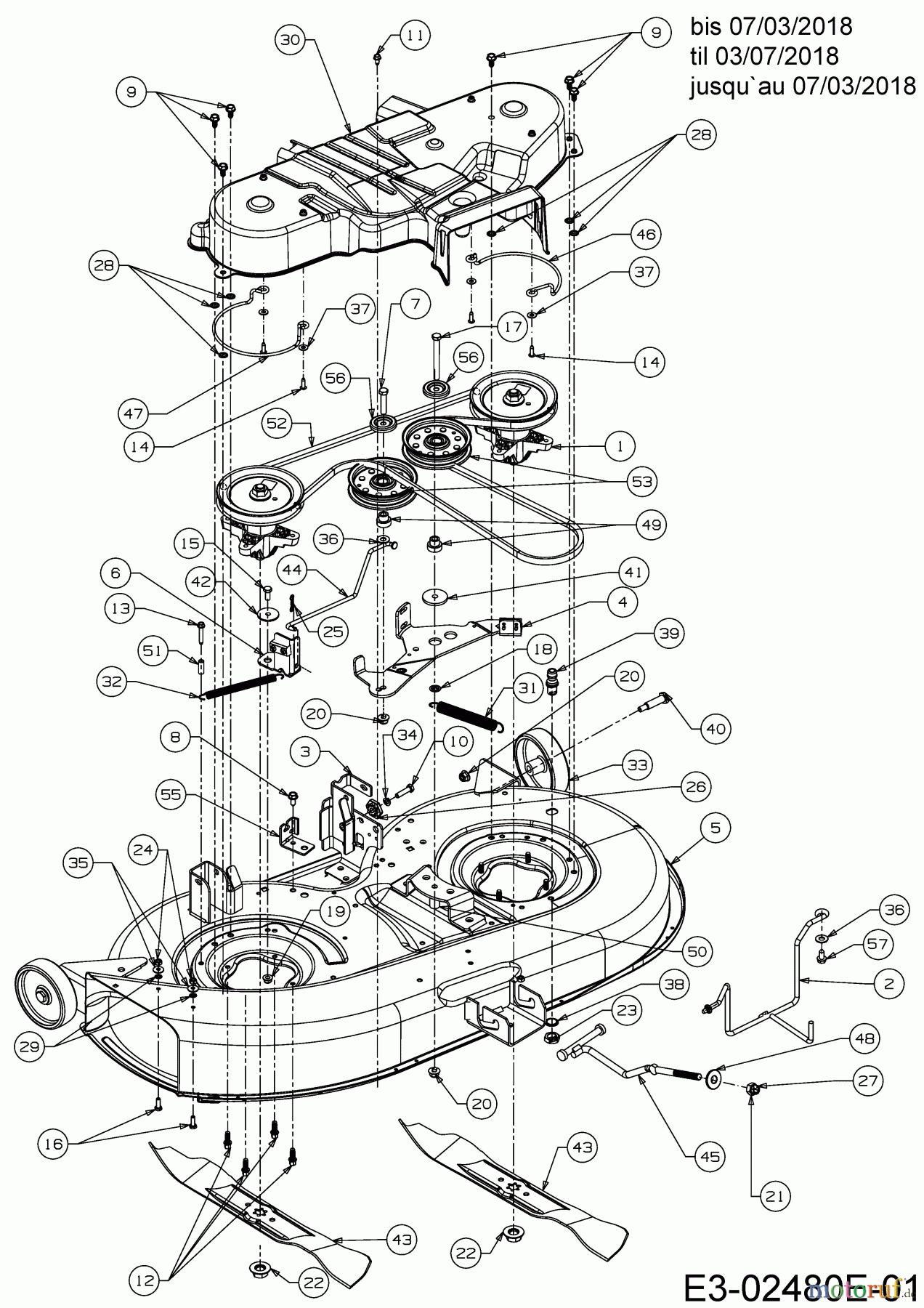 Cub Cadet Rasentraktoren LT3 PS107K 13AV79DG603 (2018) Mähwerk G (42