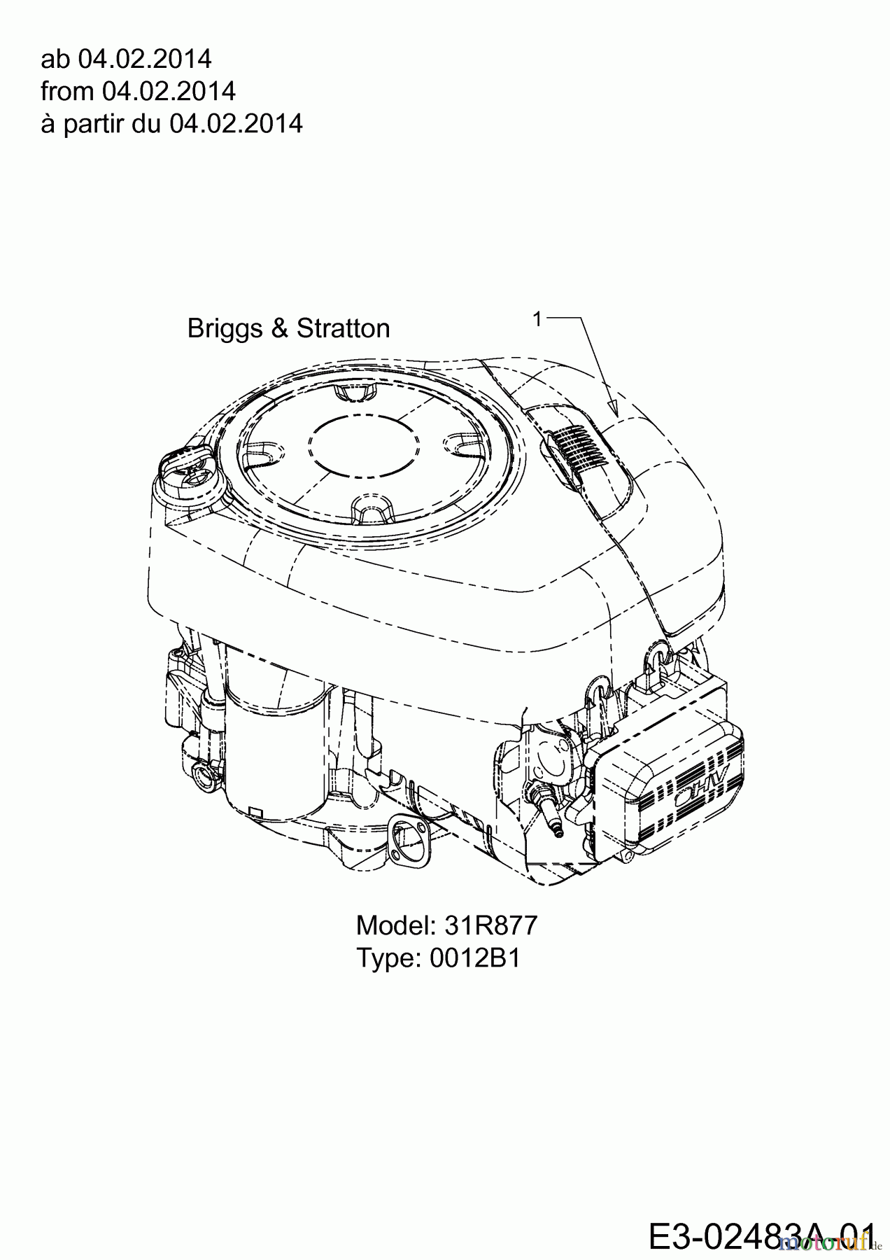  Tigara Rasentraktoren TG 19/107 H 13HJ79KG649  (2014) Motor Briggs & Stratton ab 04.02.2014