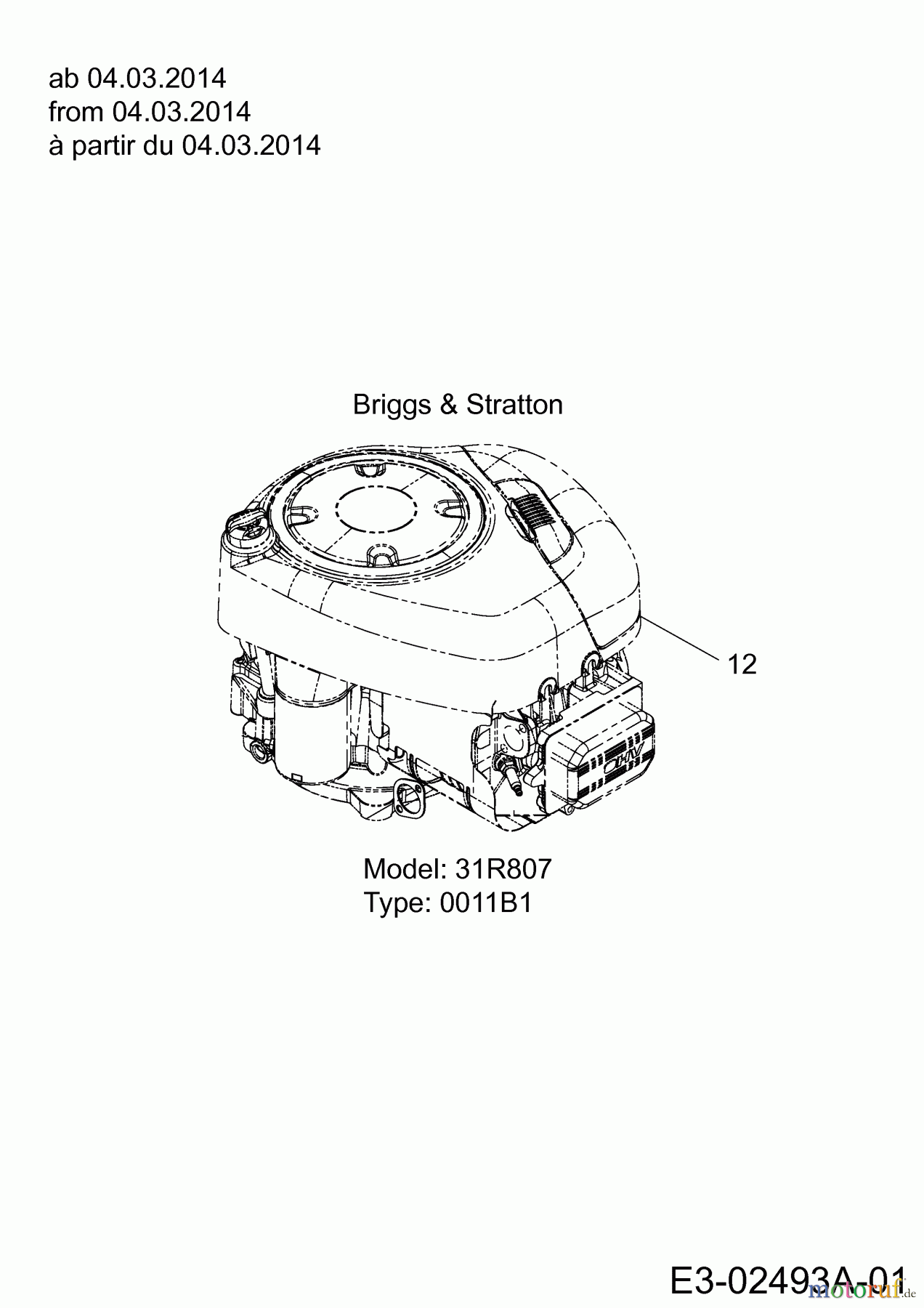MTD Rasentraktoren LTEX 107 H 13HO79KG682 (2014) Motor Briggs & Stratton ab 04.03.2014