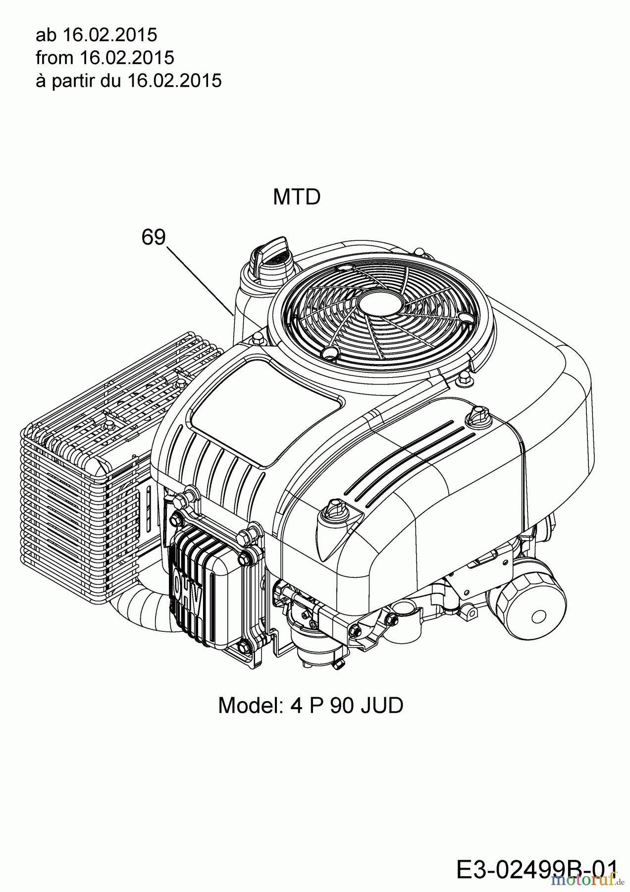 Cub Cadet Rasentraktoren MiniRider Plus+ 13B226JD330 (2015) Motor MTD ab 16.02.2016