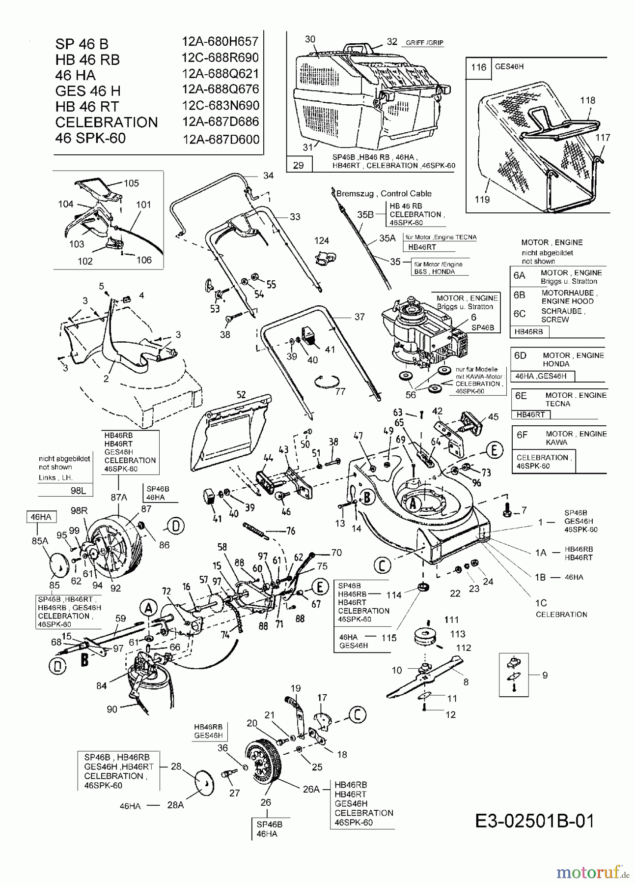 Gutbrod Motormäher mit Antrieb HB 46 RB 12C-688R690 (2007) Grundgerät