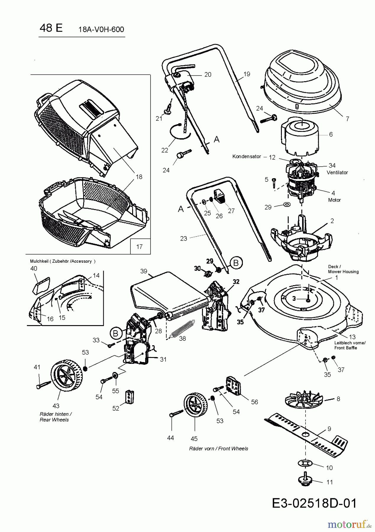 MTD Elektromäher 48 E 18A-V0H-600 (2012) Grundgerät
