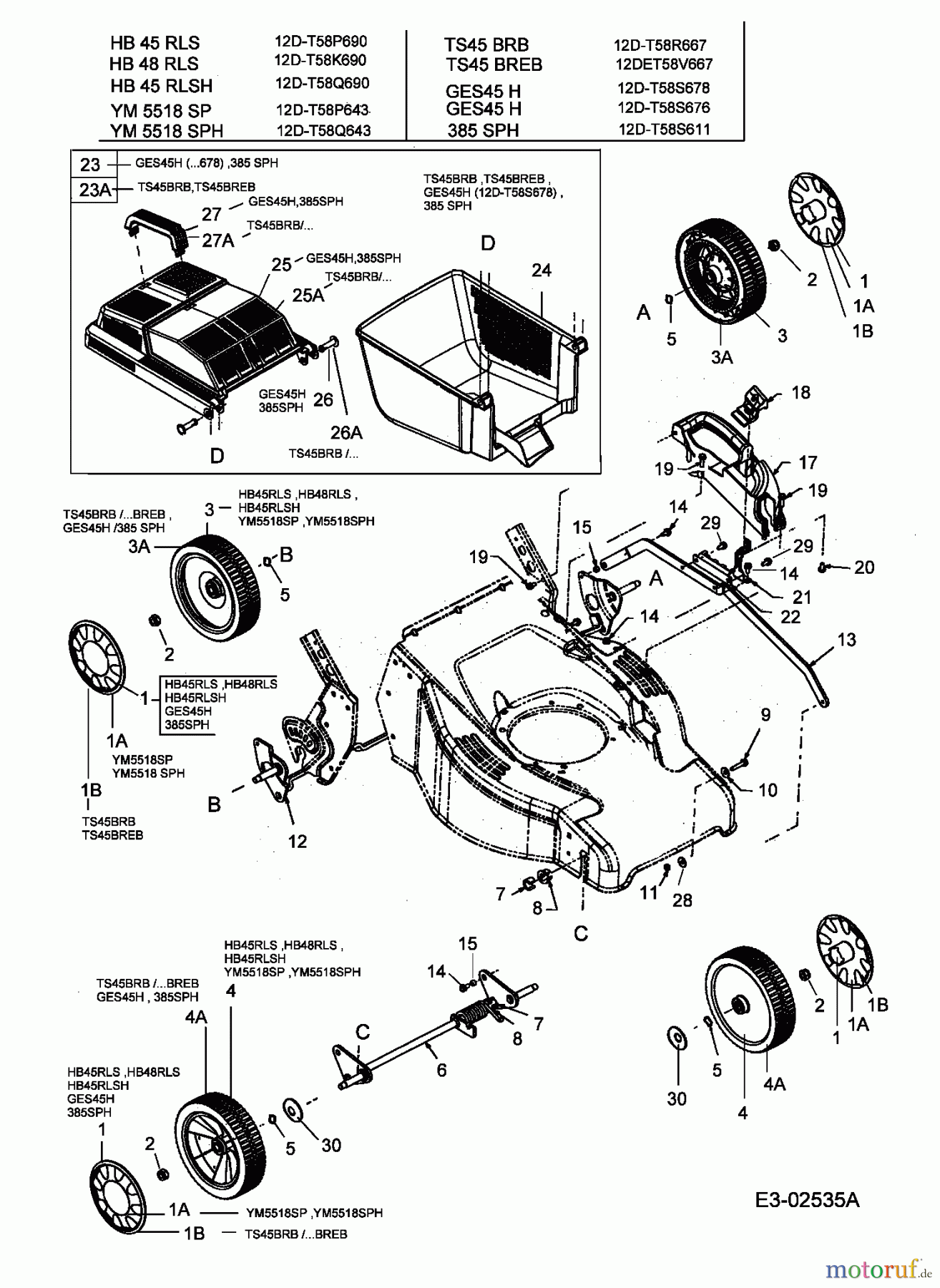 Gutbrod Motormäher mit Antrieb HB 45 RLSH 12D-T58Q690 (2005) Grasfangkorb, Höhenverstellung, Räder