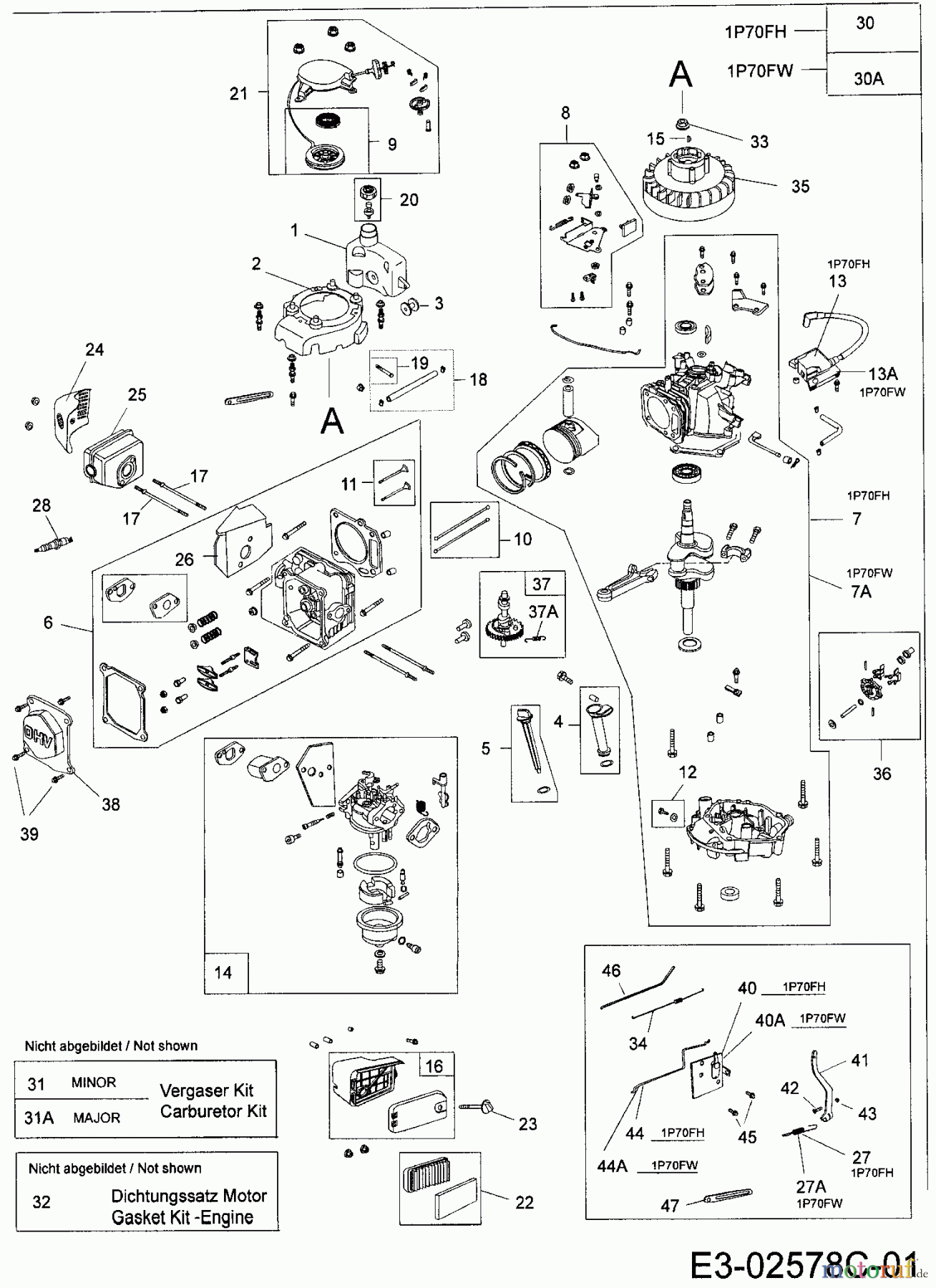 MTD-Motoren MTD vertikal 1 P 70 FW 752Z1P70FW (2006) Motor
