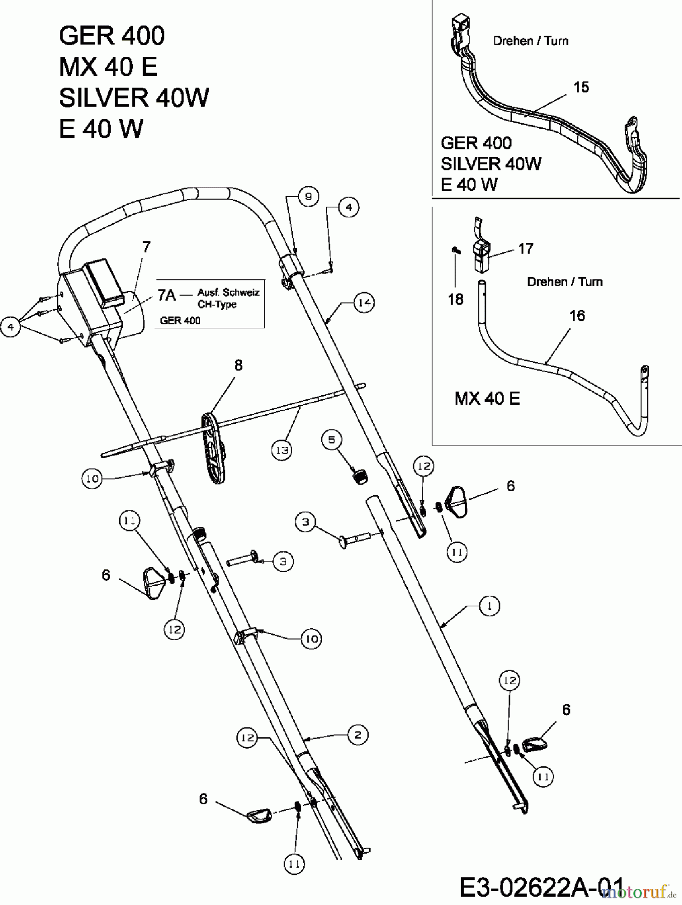 Merox Elektromäher MX 40 E 18B-N4S-667  (2006) Holm