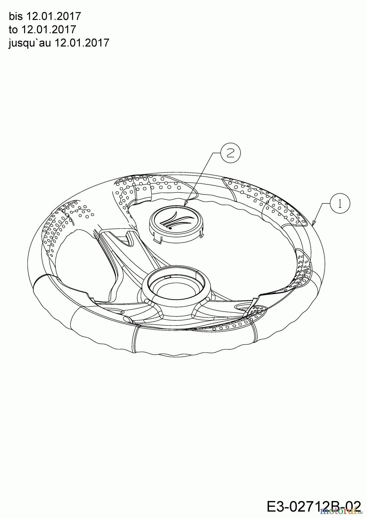  Helington Rasentraktoren H 96 HB 13HM79KF686  (2018) Lenkrad bis 12.01.2017