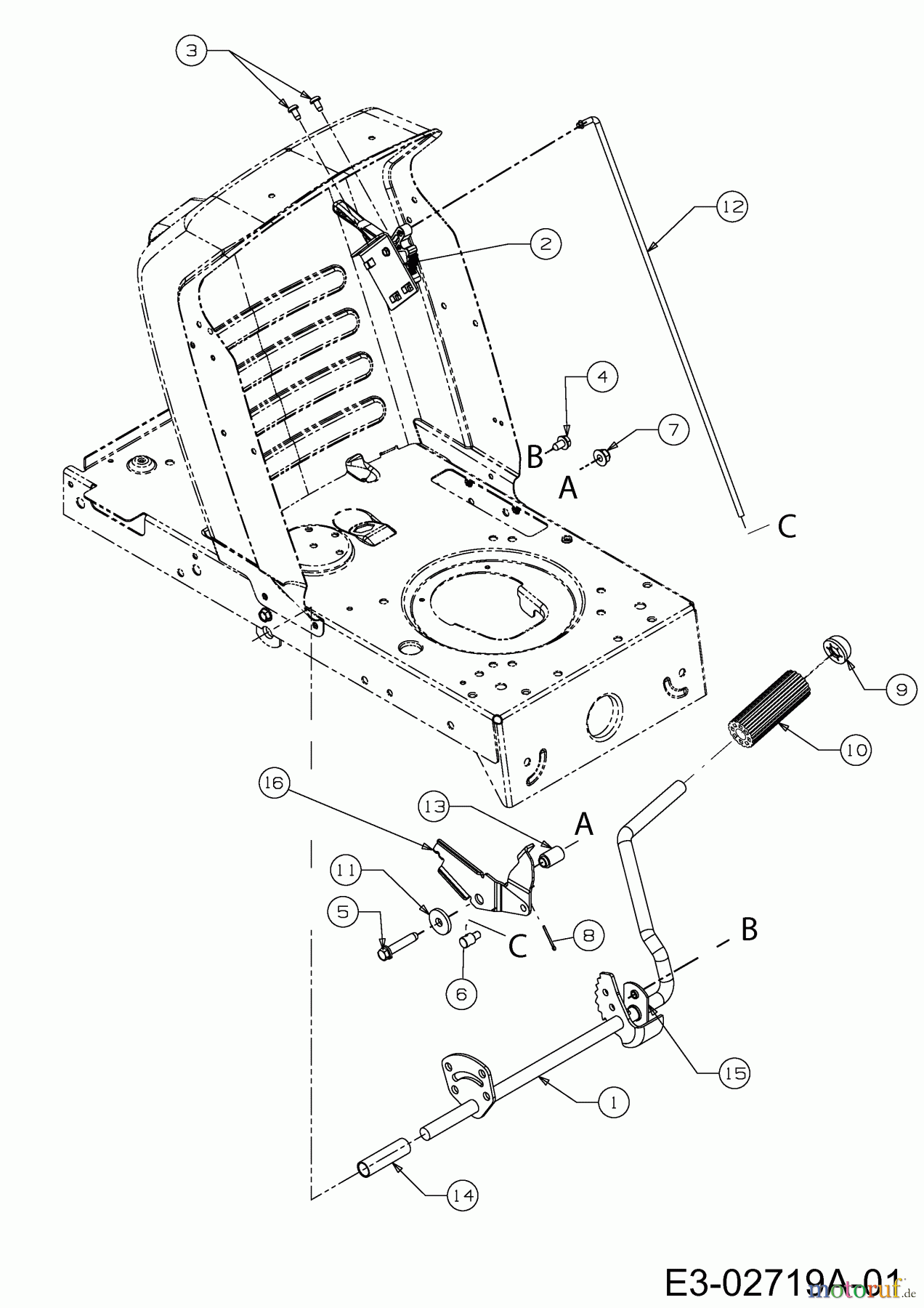 Efco Rasentraktoren Formula 97/13.5 T 13AH779F637 (2006) Geschwindigkeitsregelung, Pedale