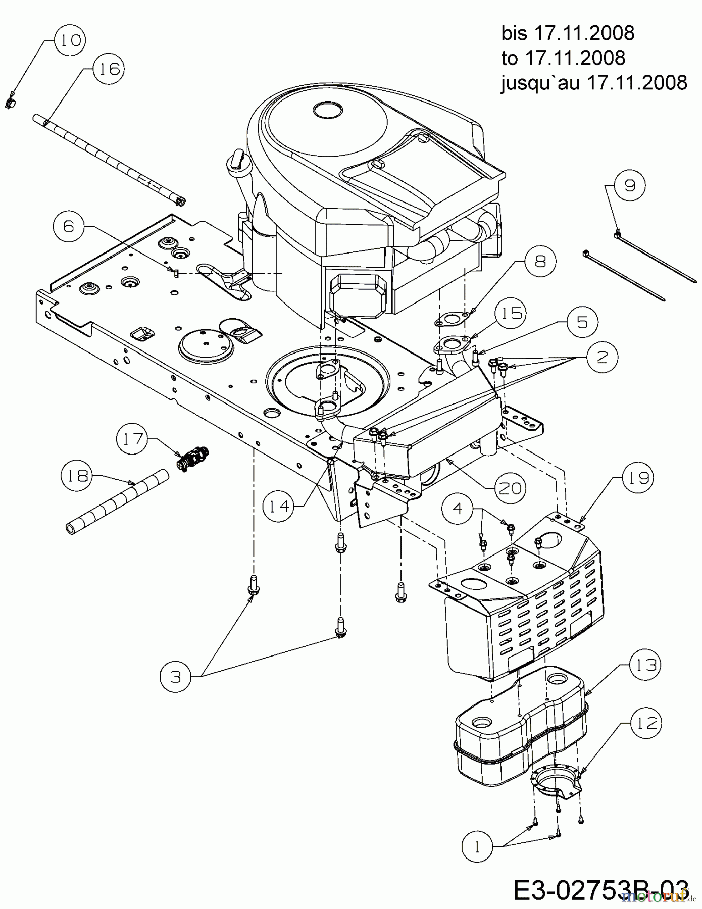  MTD Rasentraktoren Rasentrac 107 H 13AT793G626  (2009) Hitzeschutz bis 17.11.2008