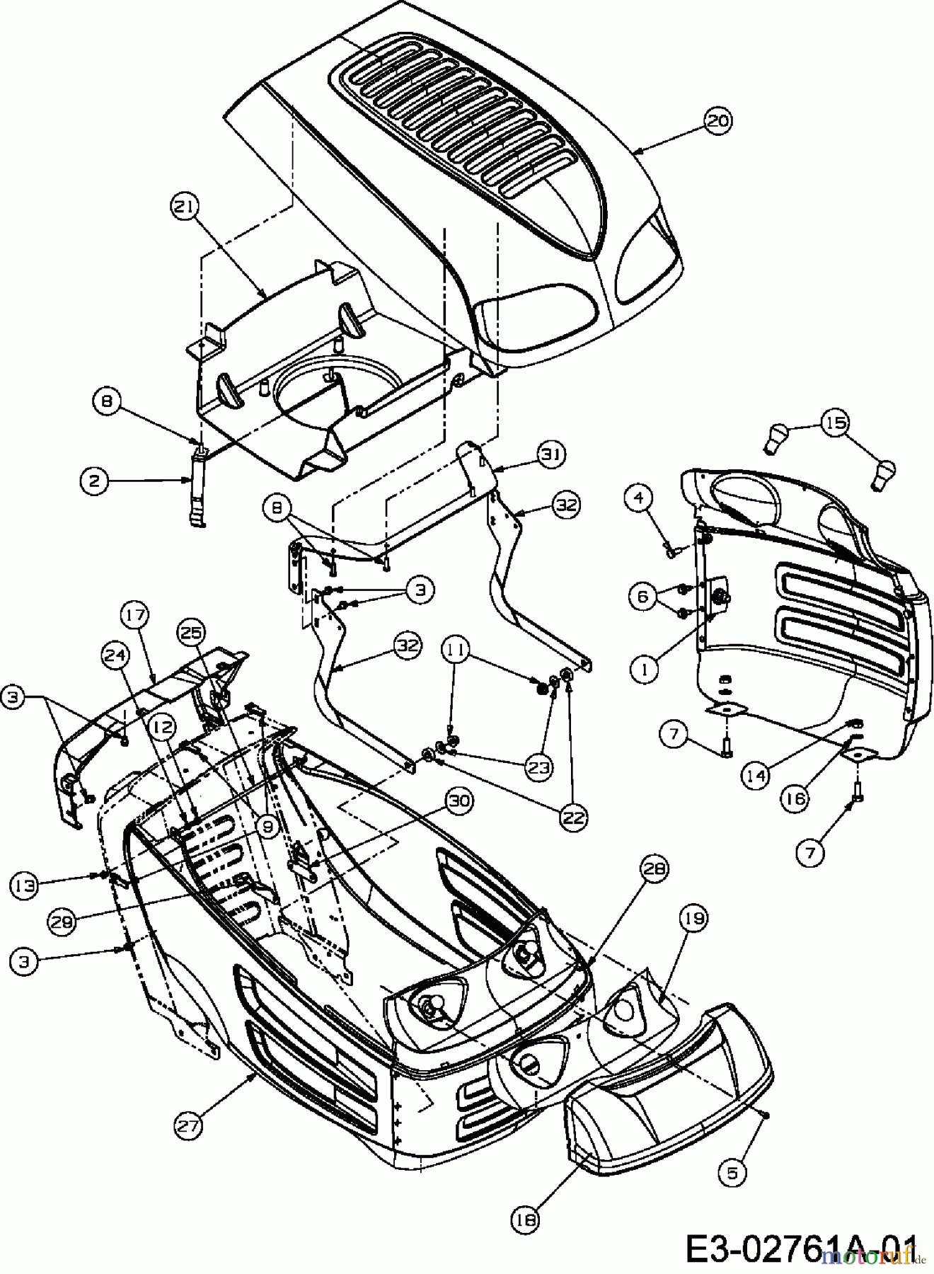 Raiffeisen Rasentraktoren RMS 714-96 T 13AH777F628 (2007) Motorhaube 7-Style