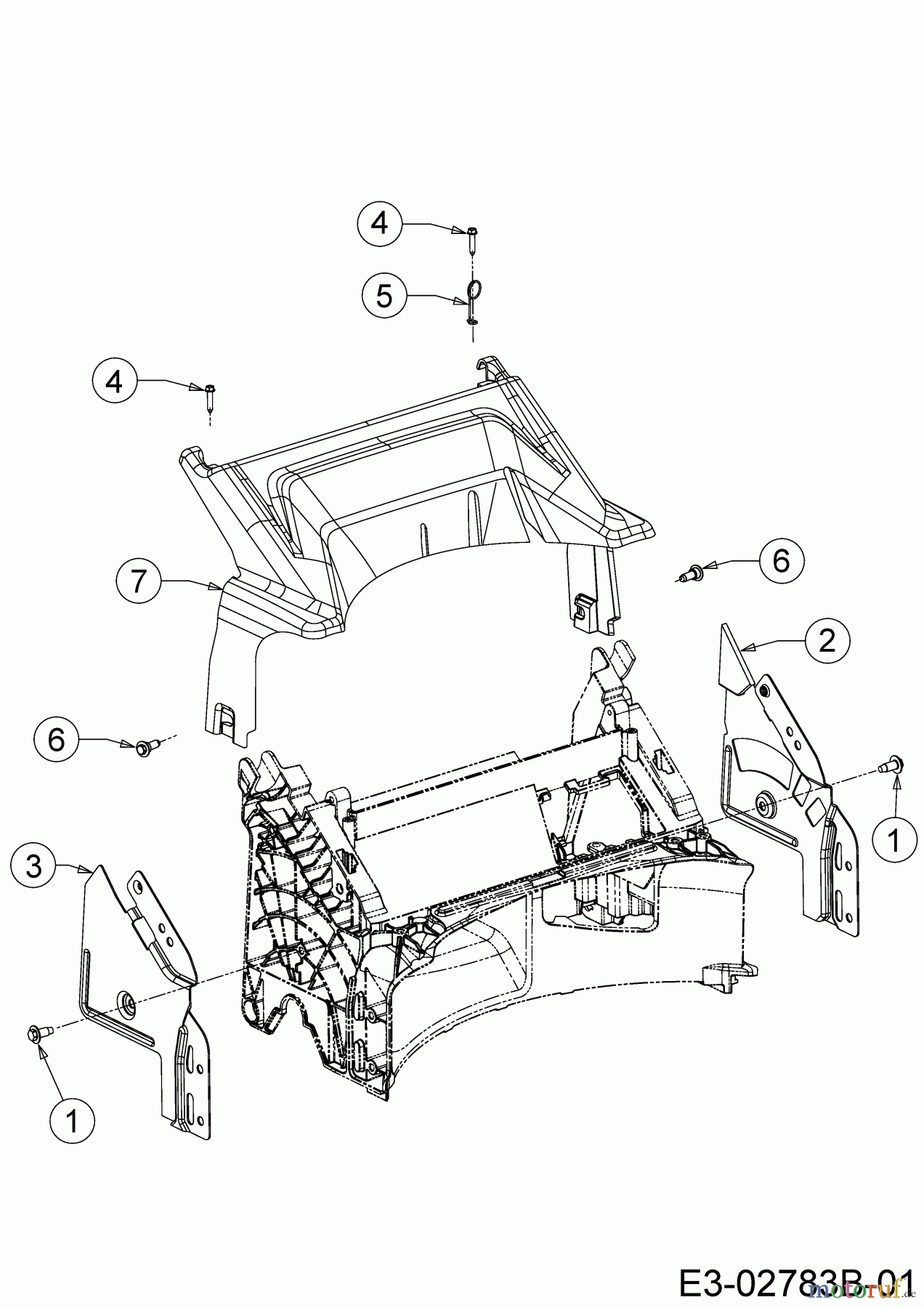 Cub Cadet Motormäher mit Antrieb CC 53 SPOE V HW 12ACPVS7603 (2016) Abdeckung hinten, Holmbraketten