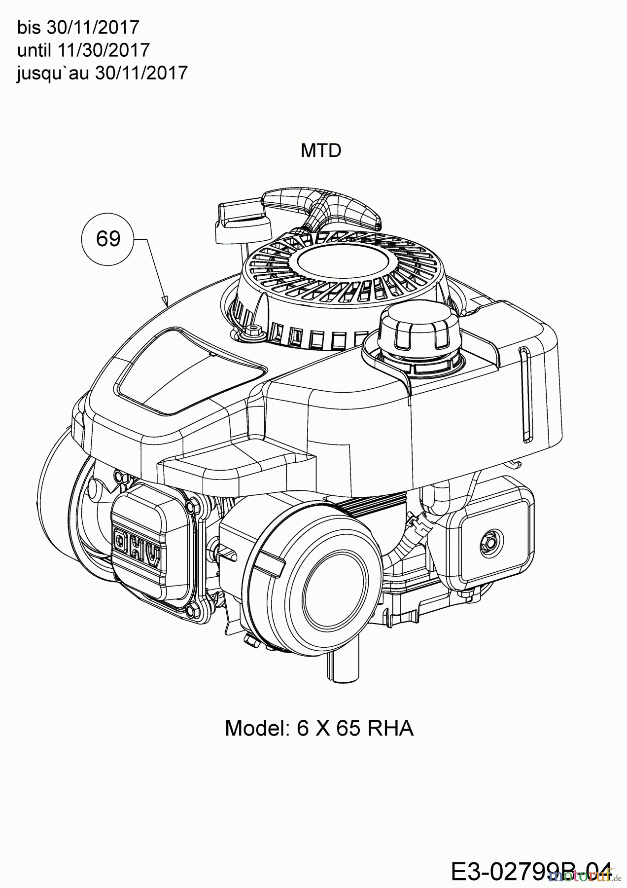 Cub Cadet Motormäher mit Antrieb LM2 DR46ES 12BCTQS7603 (2018) Motor MTD bis 30/11/2017