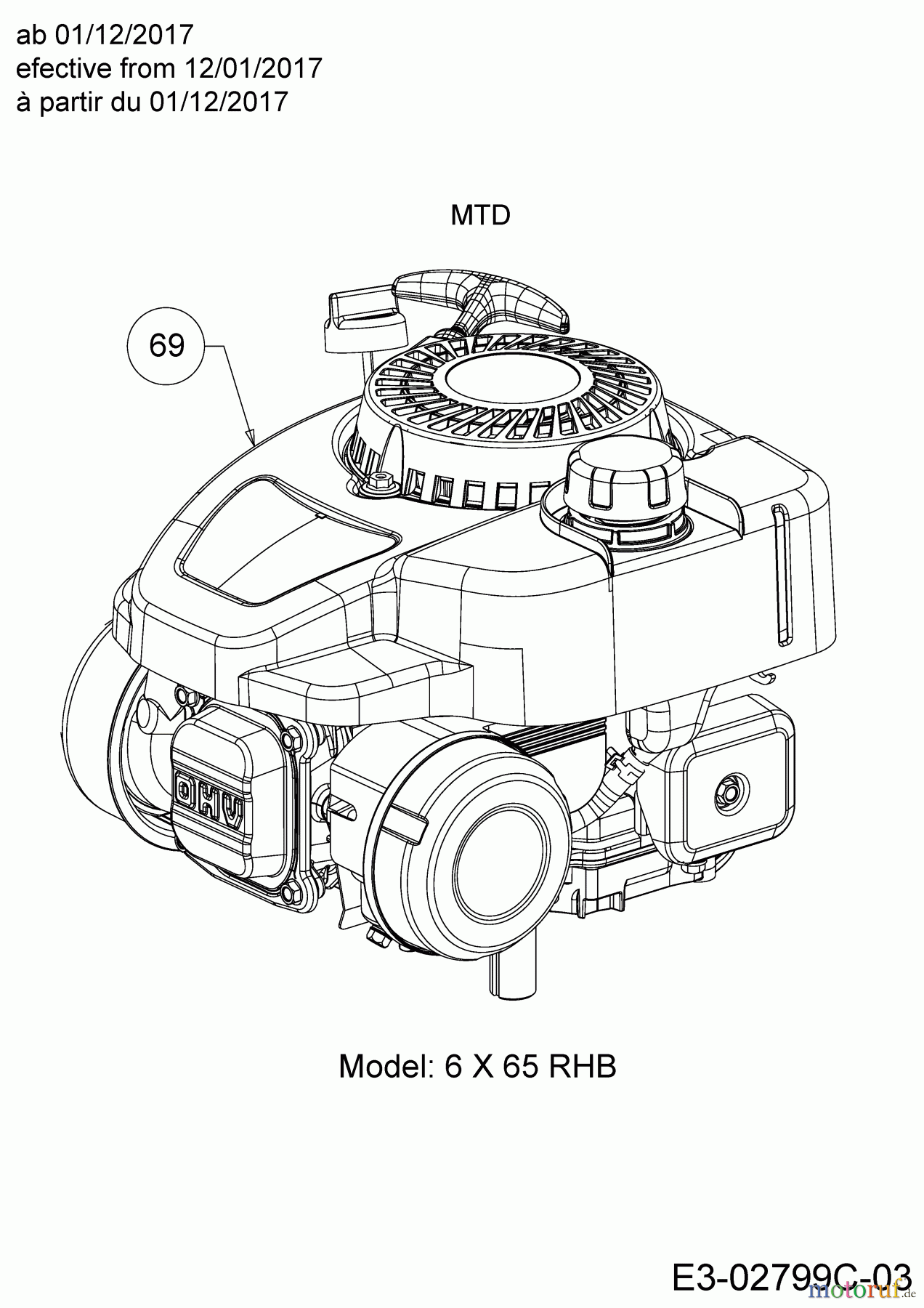 Cub Cadet Motormäher mit Antrieb LM2 DR46ES 12BCTQS7603 (2018) Motor MTD ab 01/12/2017