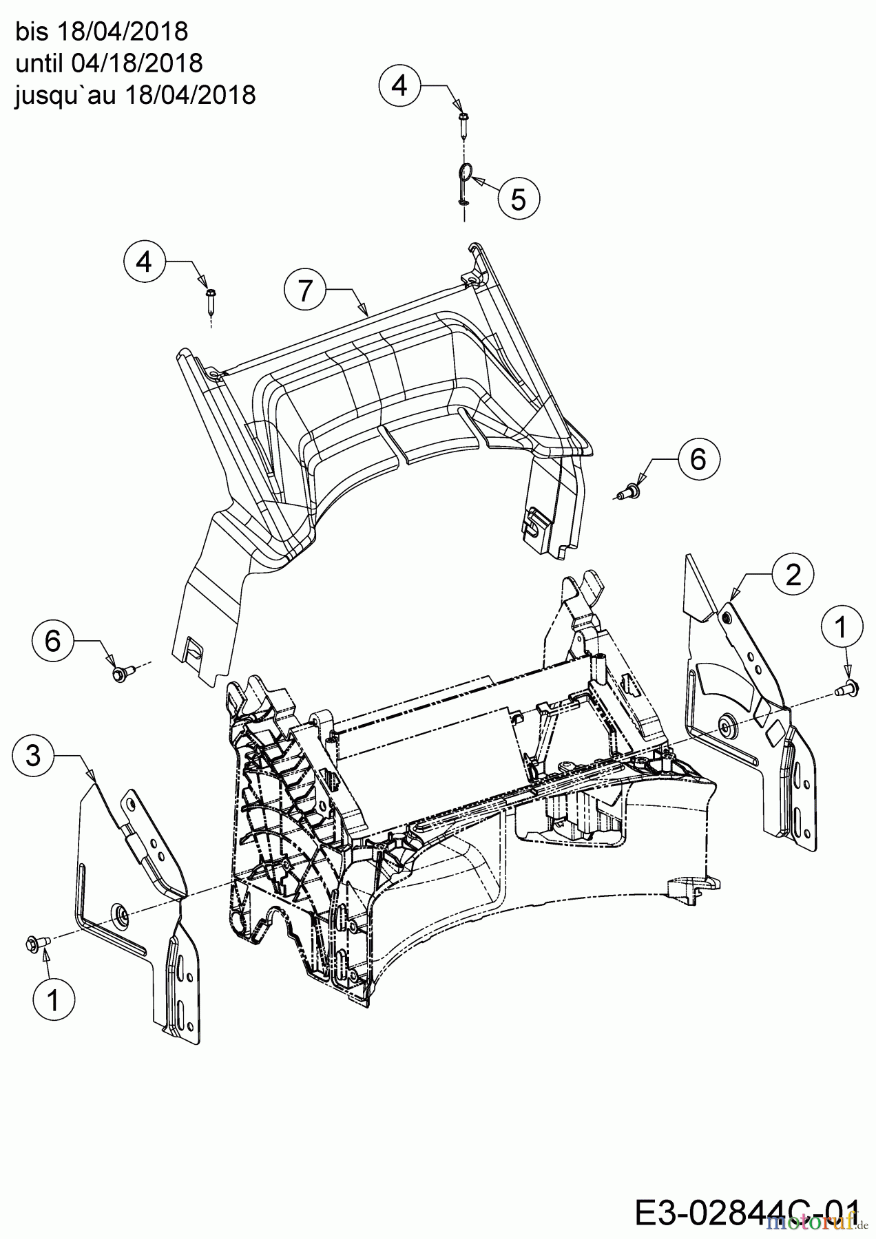 Cub Cadet Motormäher mit Antrieb LM2 DR46ES 12BCTQS7603 (2018) Abdeckung hinten bis 18/04/2018