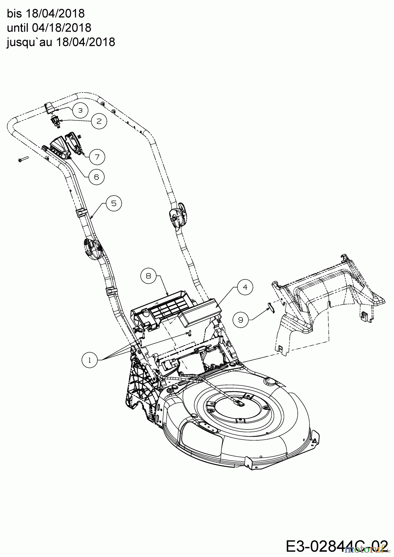 Cub Cadet Motormäher mit Antrieb LM2 DR46ES 12BCTQS7603 (2018) Batterie, Kabelbaum bis 18/04/2018