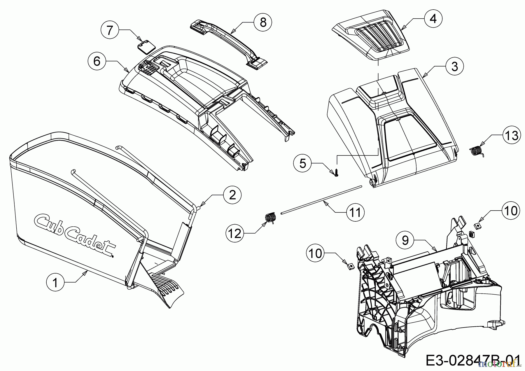Cub Cadet Motormäher mit Antrieb LM3 CRC46S 12ABTVSC603 (2018) Grasfangsack, Heckklappe, Leitstück hinten