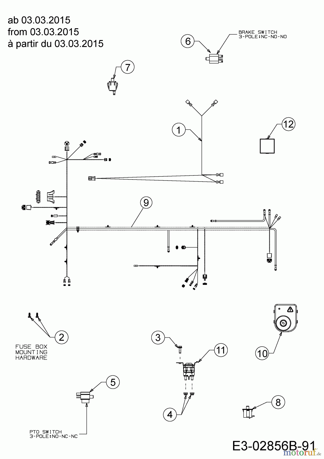 Gartenland Rasentraktoren GL 15.5/92 H 13HM99GE640 (2015) Elektroteile ab 03.03.2015