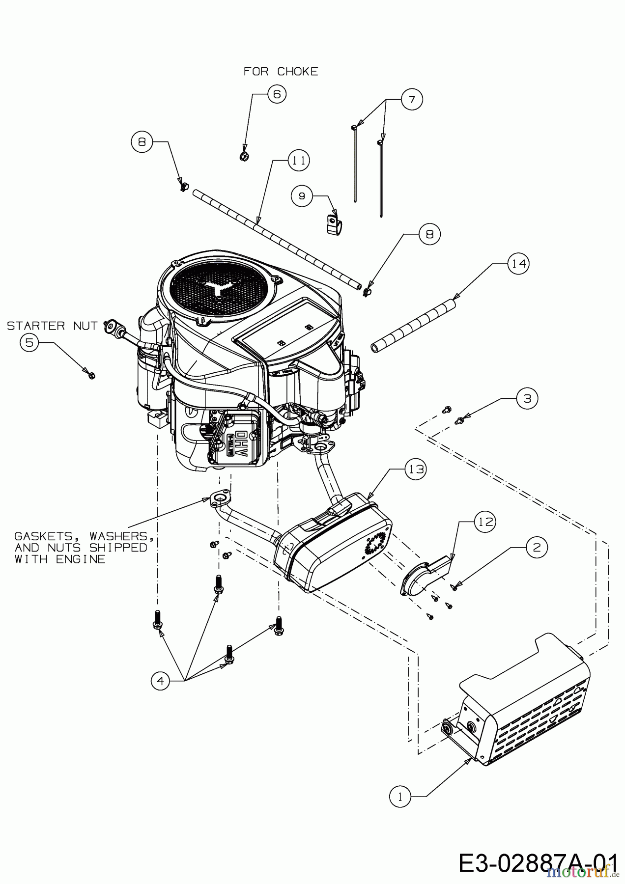 Cub Cadet Rasentraktoren LTX 1050 KW 13AI93AP330 (2014) Motorzubehör