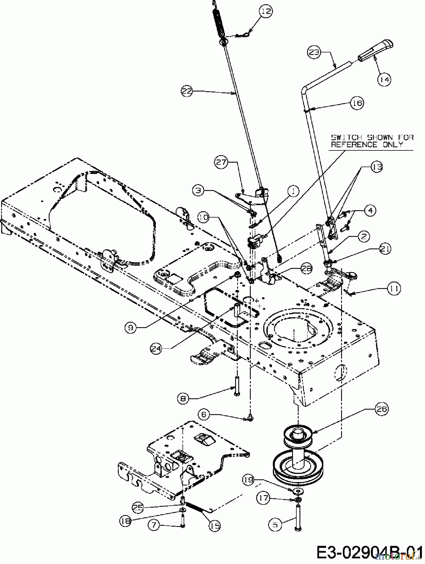 Gutbrod Rasentraktoren DLX 96 SA 13AV606F690  (2008) Mähwerkseinschaltung, Motorkeilriemenscheibe