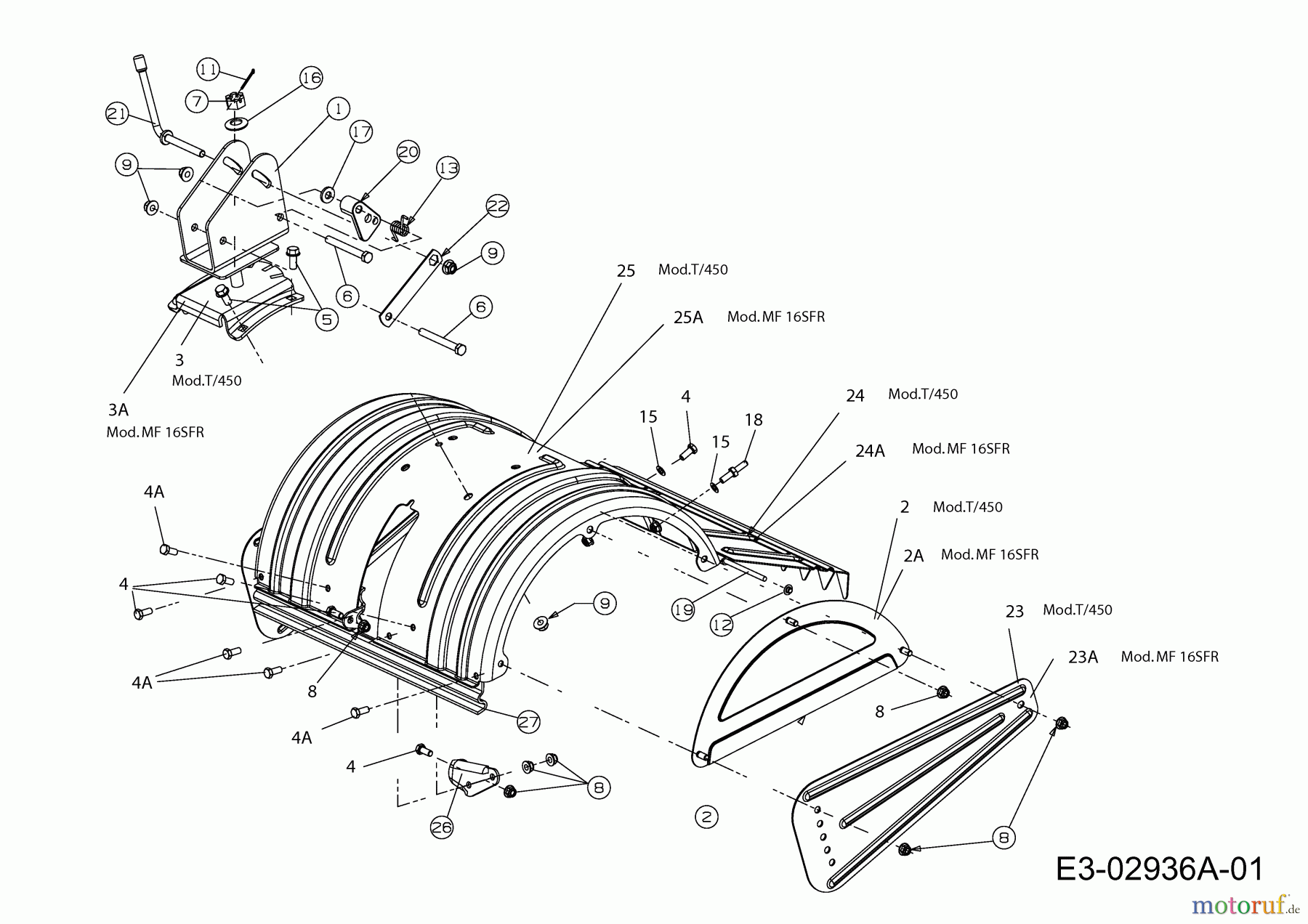 Massey Ferguson Motorhacken MF 16 SFR 21AB454B695  (2008) Schutzdach