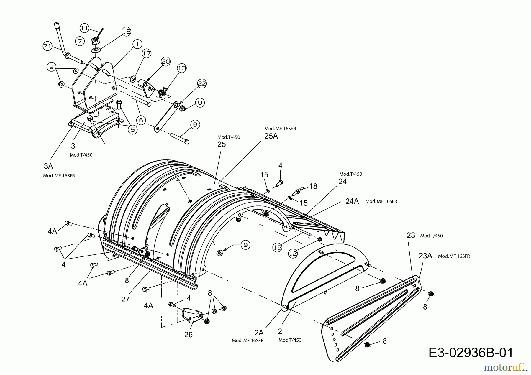  MTD Motorhacken T/450 21AB454B678  (2011) Schutzschild Hacksterne