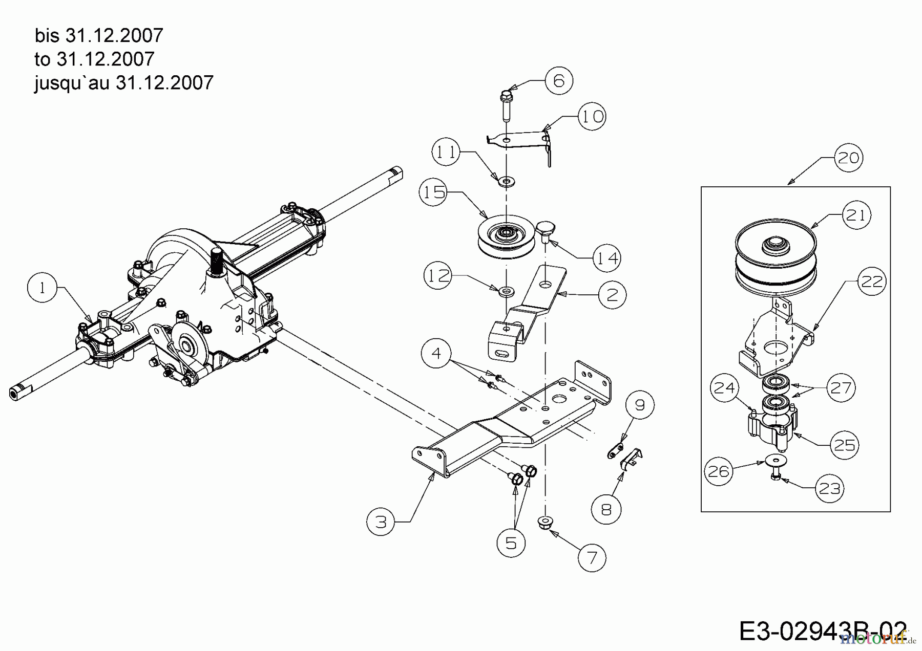 Gutbrod Rasentraktoren DLX 96 SA 13AV606F690  (2008) Getriebe, Variator bis 31.12.2007