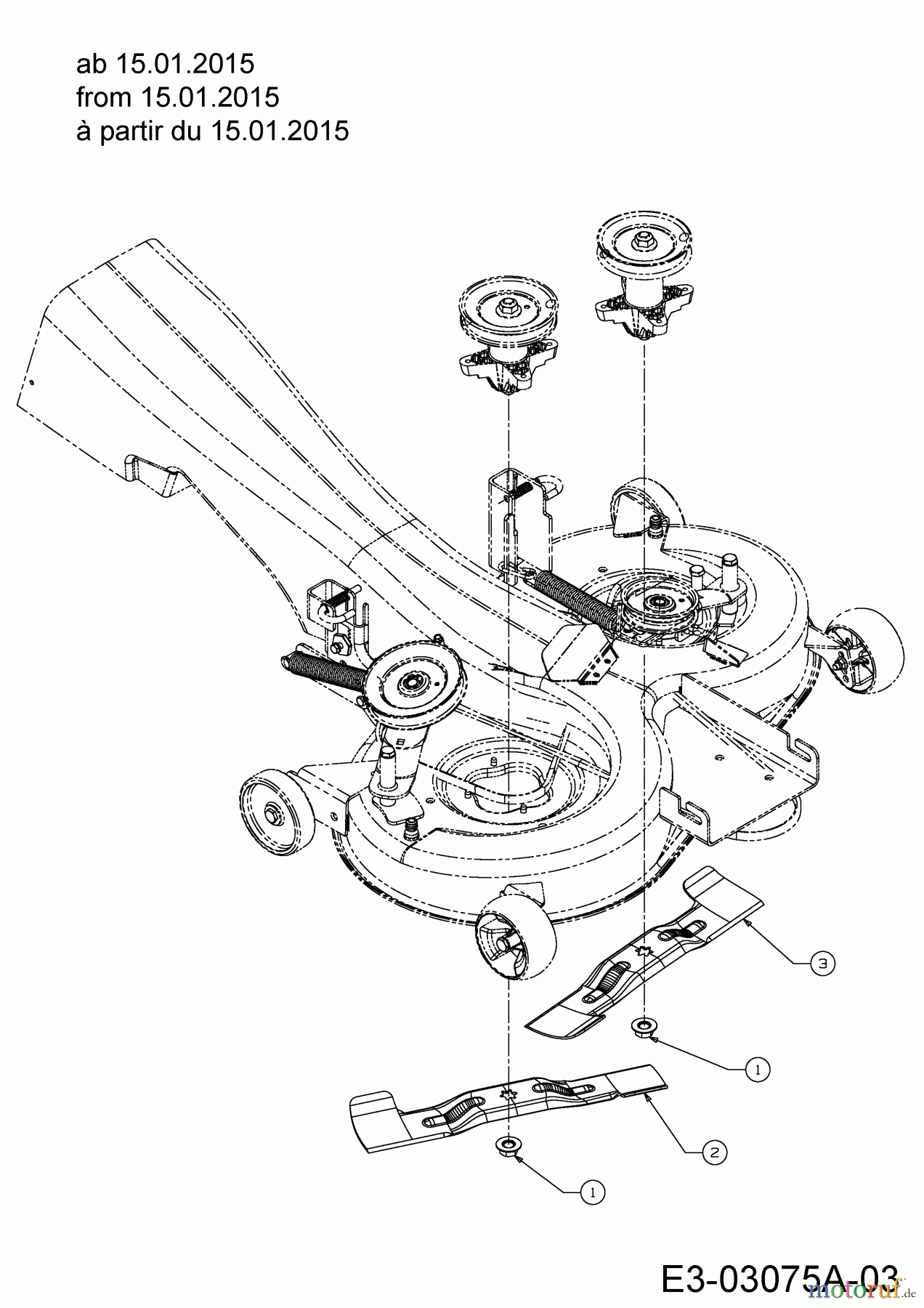  Gartenland Rasentraktoren GL 15.5/92 H 13HM99GE640  (2015) Messer ab 15.01.2015