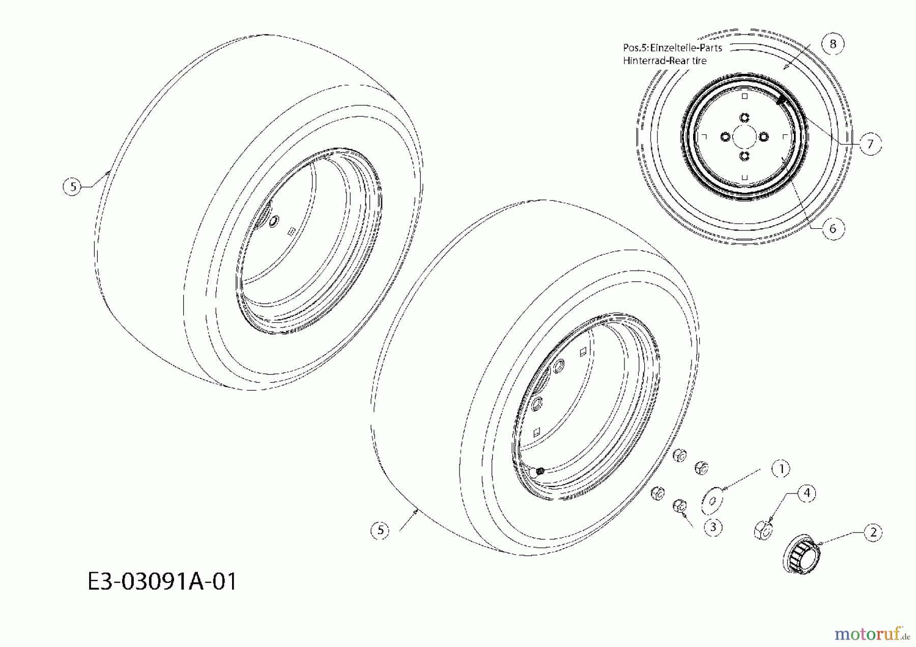 Massey Ferguson Gartentraktoren MF 50-23 SD 14AB13CP695 (2007) Räder hinten 23x9.5 bis 01.11.2004