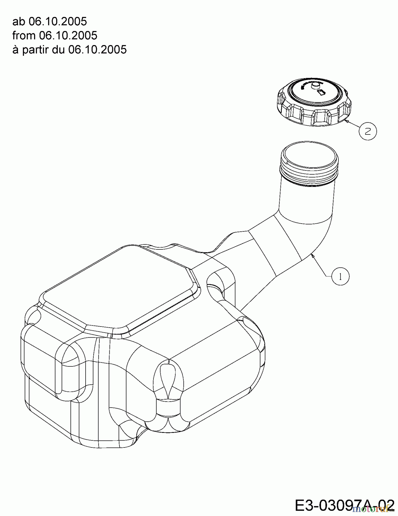  Cub Cadet Gartentraktoren GT 1223 14AB13CP603  (2006) Tank ab 06.10.2005