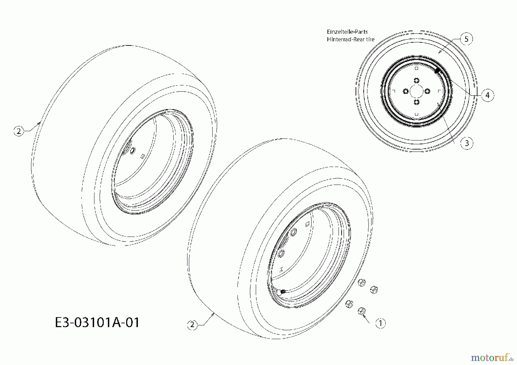  Massey Ferguson Rasentraktoren MF 38-15 SD 13AV11CF695  (2007) Räder hinten 20x8
