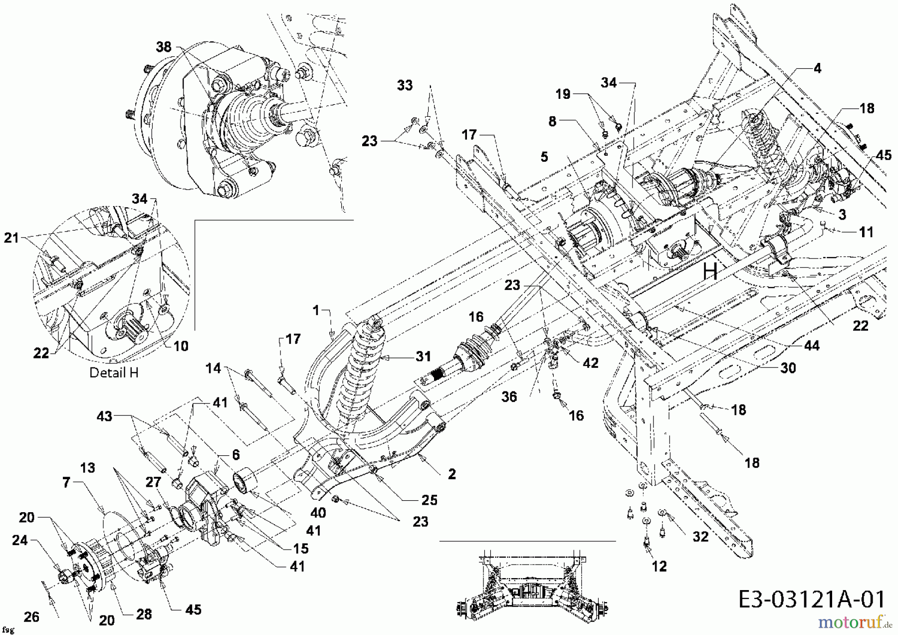 Massey Ferguson Utility Vehicle MF 20 MD 37AP468D695 (2007) Achsen hinten, Bremsen hinten, Differential hinten, Stossdämpfer hinten