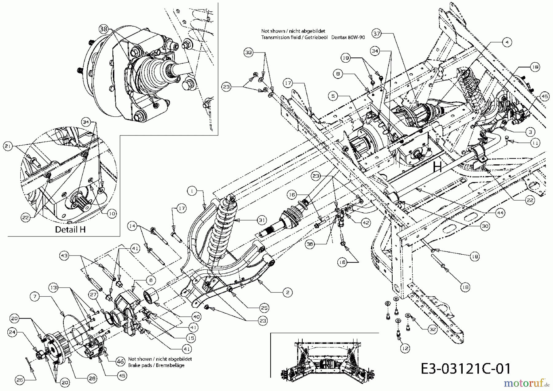 Massey Ferguson Utility Vehicle MF 20 MD 37AP468D695 (2008) Achsen hinten, Bremsen hinten, Differential hinten, Stossdämpfer hinten