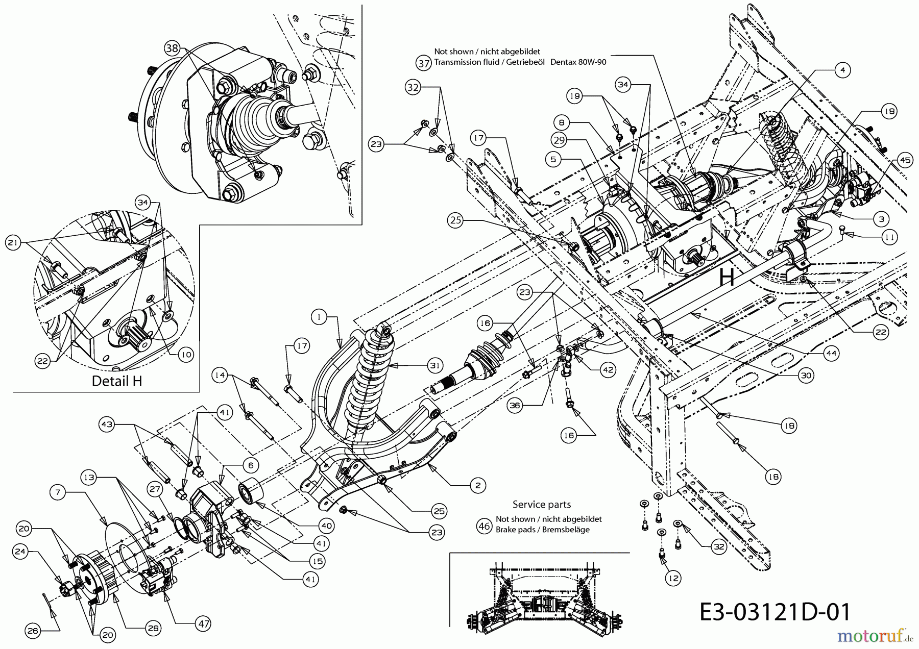 Massey Ferguson Utility Vehicle MF 20 MD 37AP468D695 (2010) Achsen hinten, Bremsen hinten, Differential hinten, Stossdämpfer hinten